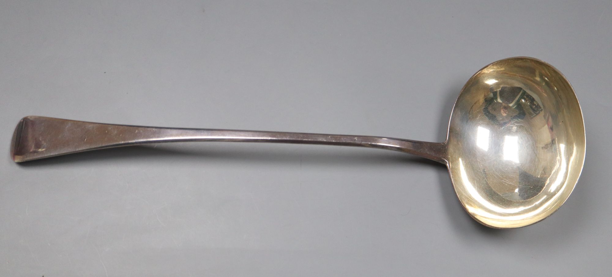 A George III silver Old English pattern soup ladle, Soloman Hougham, London, 1813, 34cm, 178 grams.